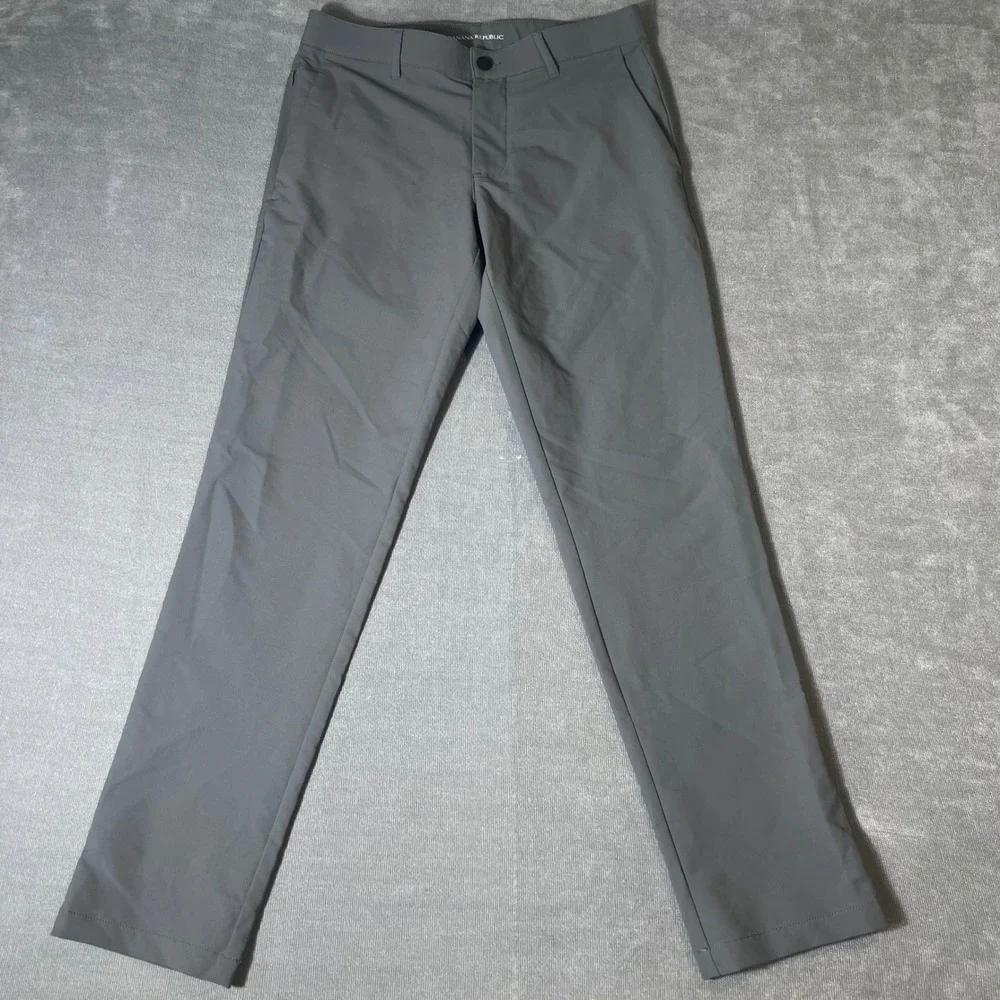 Banana Republic Mens Core Temp Slim Fit Pants Gray 30x32 Performance Trousers